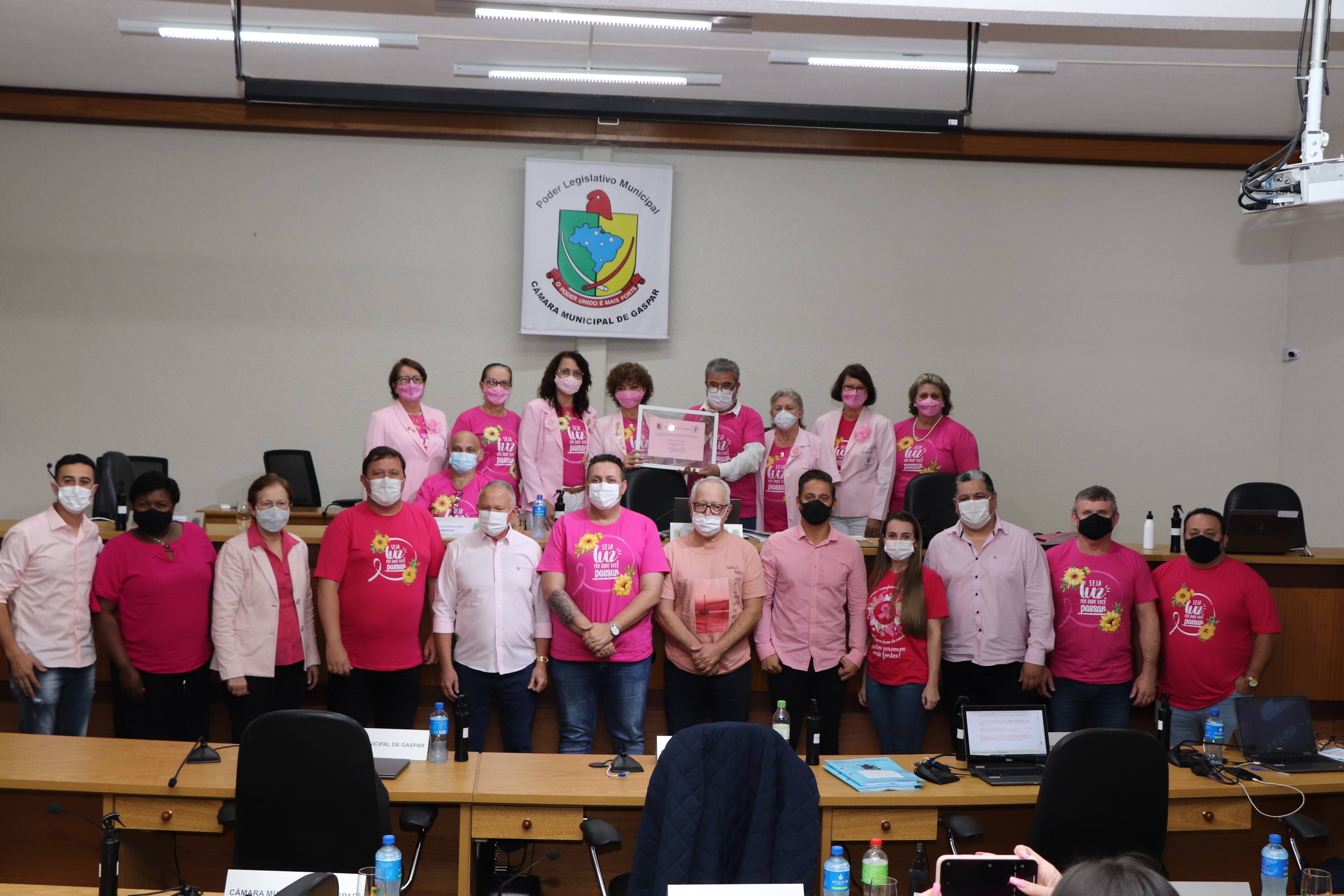 Câmara entrega moção de reconhecimento e aplausos à Rede Feminina de Combate ao Câncer